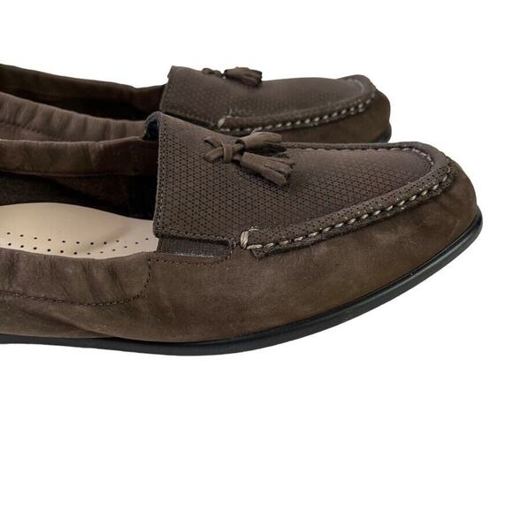 Sas Hope USA Made Brown Nubuck Leather Square Toe Flats Slip On Loafers 9.5 N - Picture 13 of 16
